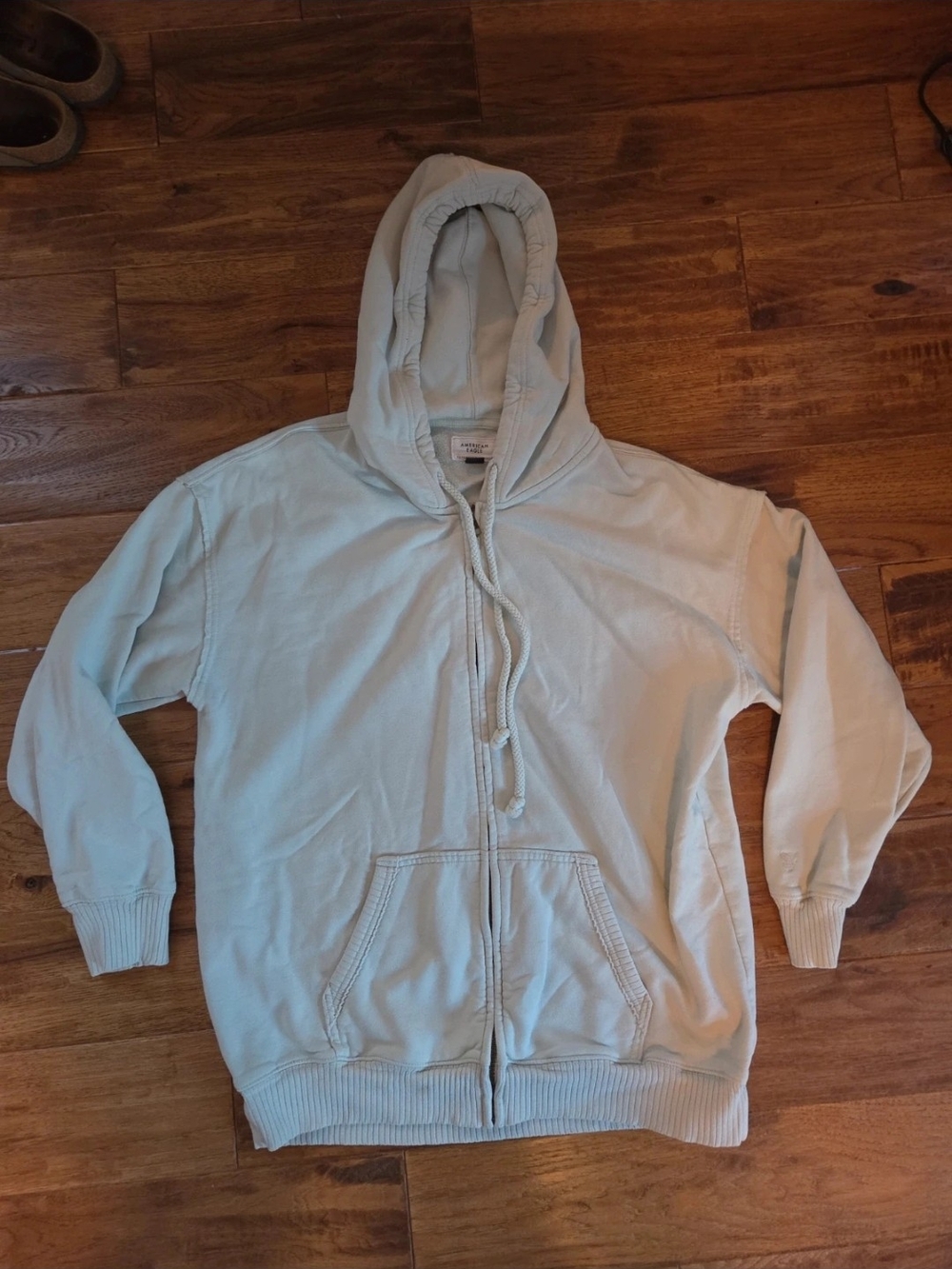 American Eagle Outfitters Light Seafoam Green Zip-Up Hoodie Sweater